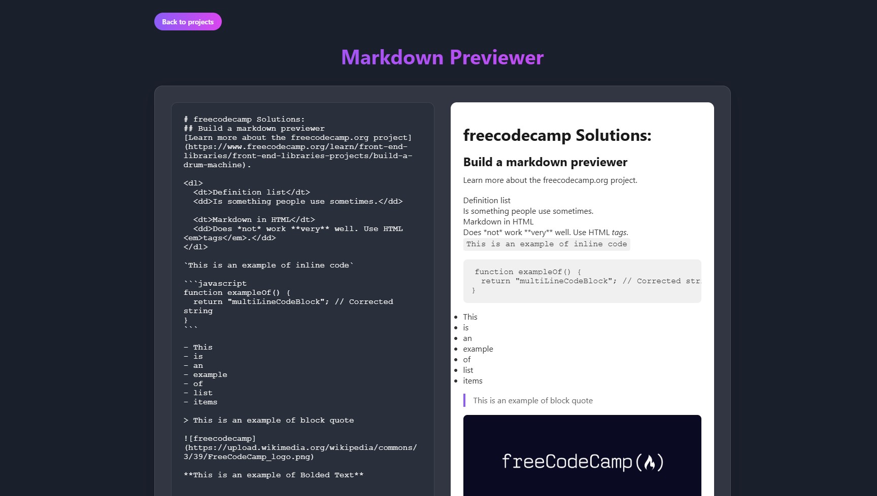 Markdown Previewer